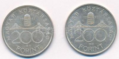 1993. 200Ft Ag "MNB" (2x) T:1- kis ph. Adamo F13