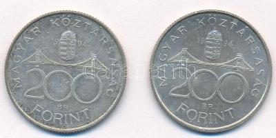 1994. 200Ft Ag "Deák" (2x) T:1- patina Adamo F13.1