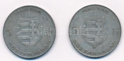 1947. 5Ft Ag "Kossuth" (2x) T:2 patina, ph. Adamo F8.1