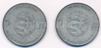1947. 5Ft Ag "Kossuth" (2x) T:3 patina, ph. Adamo F8.1
