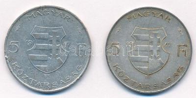 1947. 5Ft Ag "Kossuth" (2x) T:2- patina, ph. Adamo F8.1