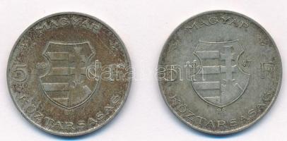 1947. 5Ft Ag "Kossuth" (2x) T:2- patina Adamo F8.1