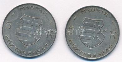 1947. 5Ft Ag "Kossuth" (2x) T:2 kis patina, kis ph. Adamo F8.1