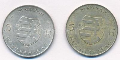 1947. 5Ft Ag "Kossuth" (2x) T:2 patina Adamo F8.1