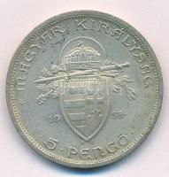 1938. 5P Ag "Szent István" T:1- patina Adamo P8.1