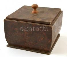 Fölfele nyíló fa doboz, üveglapokkal, kis repedésekkel, apró lepattanással, 17,5×17,5 cm