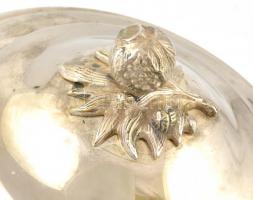 Ezüstözött alpakka köretes edény, jelzés nélkül, 29×25 cm