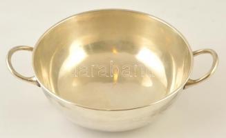 Ezüstözött alpakka köretes edény, jelzés nélkül, 29×25 cm