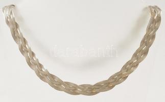 Ezüst(Ag) négyszálas fonott nyaklánc, jelzett, h: 45,5 cm, nettó: 25,2 g