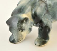 Medve, kézzel festett, máz hibákkal, jelzés nélkül,  m: 9,5 cm, h:15 cm