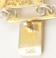 Aranyozott ezüst(Ag) filigrán karkötő, jelzett, h: 17 cm, nettó: 13,6 g