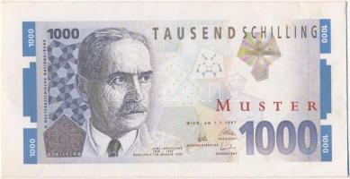Ausztria ~1997. 500 és 1000 Schillinges "MUSTER (MINTA)" feliratú bankjegyeinek előlapi ké...