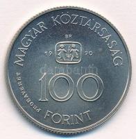 1990. 100Ft Cu-Ni "S.O.S. Gyermekfalu" jelzett próbaveret tervezet, "PRÓBAVERET"...