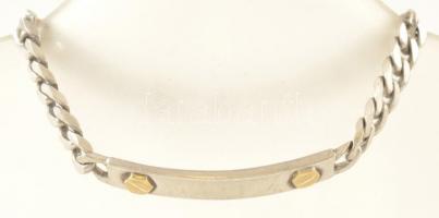 Ezüst(Ag) férfi karkötő, jelzett, kopásnyomokkal, h: 19 cm, nettó: 20,5 g
