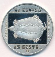 1985. 200Ft Ag Természetvédelem II. - Teknős jelzett próbaveret T:PP fo., felszíni karc  Hungary 1985. 200 Forint Ag Enviroment Protection - Turtle marked trial strike C:PP spotted, surface scratch Adamo EM85