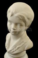 M.P. Samie kisfiú buszt, részben biszkvit porcelán, jelzett, apró foltokkal, m:20 cm
