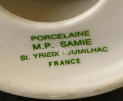 M.P. Samie kisfiú buszt, részben biszkvit porcelán, jelzett, apró foltokkal, m:20 cm