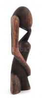 Gondolkodó, afrikai fa faragás, jelzés nélkül, m: 17,5 cm