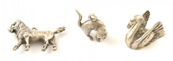 Ezüst(Ag) állatfigura, 3 db, jelzés nélkül, nettó: 8,5 g