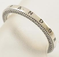 Ezüst(Ag) gyűrű, apró kövekkel, Pandora jelzéssel, méret: 54, bruttó: 2,6 g