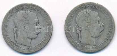 Ausztria 1894-1895. 1K Ag "Ferenc József" (2x) T:2-,3 Austria 1894-1895. 1 Corona Ag "Franz Joseph" (2x) C:VF,F Krause KM#2804