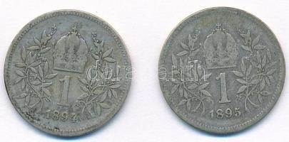 Ausztria 1894-1895. 1K Ag "Ferenc József" (2x) T:2-,3
Austria 1894-1895. 1 Corona Ag &quo...