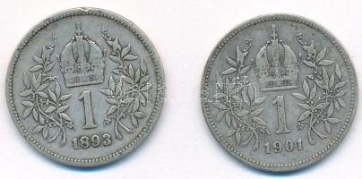 Ausztria 1893-1901. 1K Ag "Ferenc József" (2xklf) T:2-,3
Austria 1893-1901. 1 Corona Ag &...