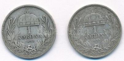 1893KB 1K Ag "Ferenc József" (2x) T:2-,3 
Adamo K5