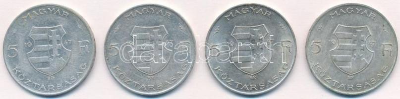 1947. 5Ft Ag "Kossuth" (4x) T:1-,2 kis patina, kis ph. Adamo F8.1
