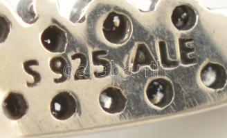 Ezüst(Ag) kövekkel díszített fülbevalópár, Pandora jelzéssel, h: 2 cm, bruttó: 2,6 g