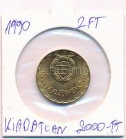 1990. 2Ft Al "MAGYAR KÖZTÁRSASÁG" körirattal, de Kádár-címerrel T:1