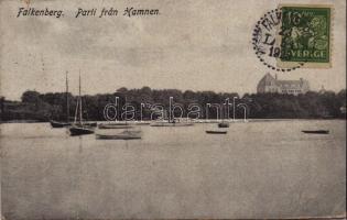 1923 Falkenberg, Parti fran Hamnen / port, sailboats. TCV card (EB)