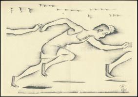 Molnár C. Pál (1894-1981): Futás, kis szériás ofszet, papír, 29,5×21 cm