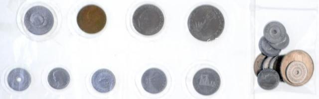1972. 2f-10Ft (9xklf) érmés forgalmi sor sérült fóliacsomagolásban + 1972-1973. 2f-10Ft (13db, 7xklf) T:1,1- ujjlenyomat
