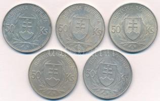 Szlovákia 1944. 50K Ag "Függetlenség 5. évfordulója" (5x) T:1-,2 
Slovakia 1944. 50 Korun...