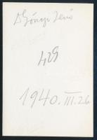 1940 Kinszki Imre (1901-1945) budapesti fotóművész hagyatékából, jelzés nélküli vintage fotó, a szer...