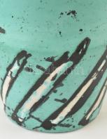 Gorka Lívia (1925-2011): Türkiz csikós váza. Festett mázas kerámia, jelzett, apró máz hibákkal, m:18...