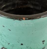 Gorka Lívia (1925-2011): Türkiz csikós váza. Festett mázas kerámia, jelzett, apró máz hibákkal, m:18...