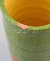 Gorka Lívia (1925-2011): Zöld csikós váza. Festett mázas kerámia, jelzett, lepattanásokkal, m:16 cm