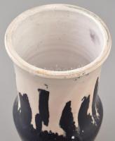 Gorka Lívia (1925-2011): Fekete-fehér váza. Festett mázas kerámia, jelzett, apró kopásnyomokkal, m:2...