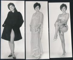 cca 1973 Böbe incselkedős kedvében, szolidan erotikus felvételek, 7 db vintage fotó, 15x6,5 cm