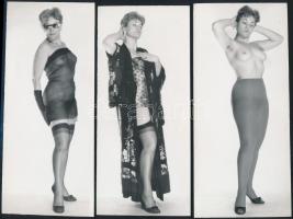 cca 1969 A nagyi privát vetkőzőszáma, szolidan erotikus felvételek, 7 db vintage fotó, 17,5x7,2 cm