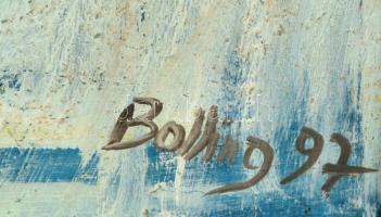 Bolling jelzéssel: Mosó asszony. Olaj, farost, keretben, 62,5×55,5 cm