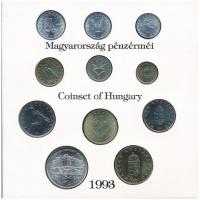 1993. 10f-200Ft (11xklf) forgalmi sor dísztokban, benne 200Ft Ag "MNB", "Magyarország...