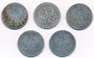 Lengyelország 1932-1933. 2Zl Ag (5db, 1xklf) T:2,2- patina
Poland 1932-1933. 2 Zlote Ag (5pcs, 1xkl...
