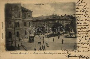 1902 Sopron, Oedenburg; Széchenyi tér, villamos