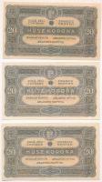 1920. 20K (3x) közte 2db sorszámkövető és 1db közeli sorszám T:I-