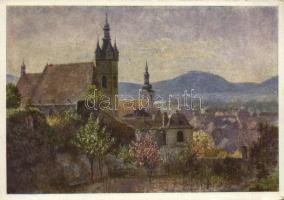 Krems an der Donau / general view, church, Verlag Otto Wurz Wwe. s: Otto Luhde (15,3 cm x 10,8 cm) (EK)
