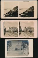 cca 1910 5 db sztereófotó Budapestről (Szent István Bazilika, Andrássy út, Korcsolyázók csarnoka, Ki...