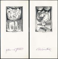 Wolfgang Würfel (1932-): Üdvözlő lapok (4 db). fametszet, papír, jelzett, 8,5×6 cm (4×)